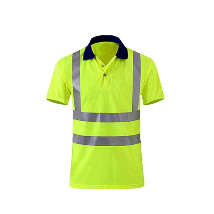 Reflective Quick-drying T-shirt Lapel Short-sleeved Safety Work Shirt, Size: XXXL(Fluorescent Yellow)