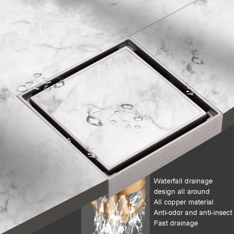Bathroom Large Displacement Anti-odor Floor Drain, Style: K8014 Nickel Brushes+Black Straight Row