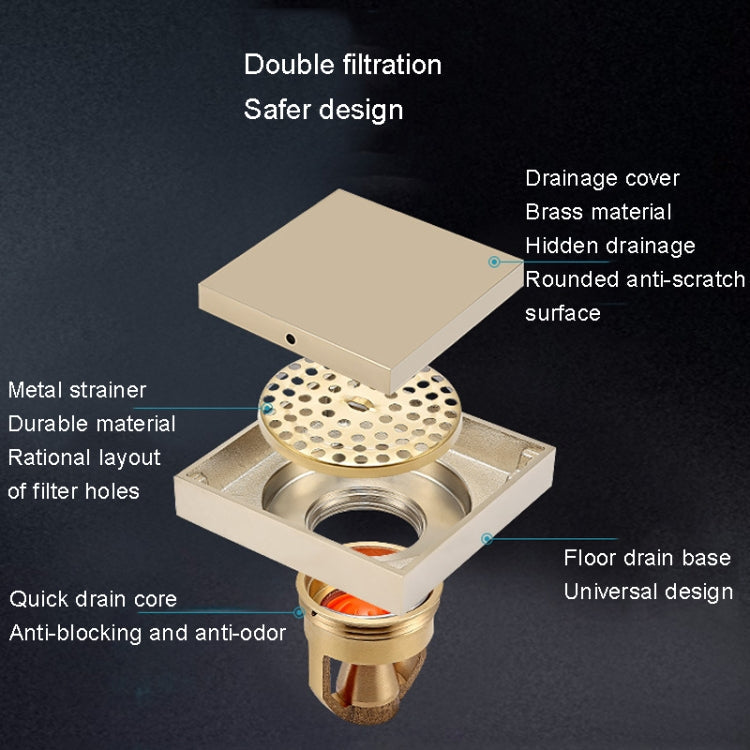 Bathroom Large Displacement Anti-odor Floor Drain, Style: K8016 Gray+Magnetic Suspension