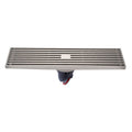 8x30cm Extended Full Copper Strip Floor Drain, Style: K8035 Nickel Brushes+Black Straight Row