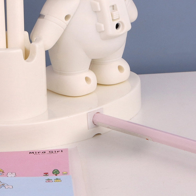 T509 Astronaut Pen Holder Desk Lamp with Pencil Sharpener Function(White)