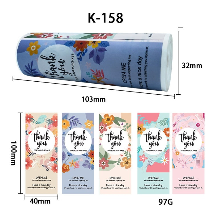 Floral Thank You Label Sticker Handicraft Decoration Small Gift Sticker(K-158)