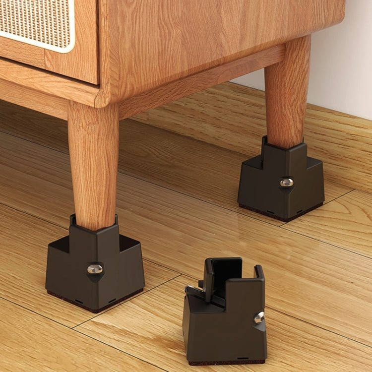 4pcs/set Adjustable Furniture Heightening Feet Pad, Size: 50mm High(Black Clip Chair Foot For 22-42mm)