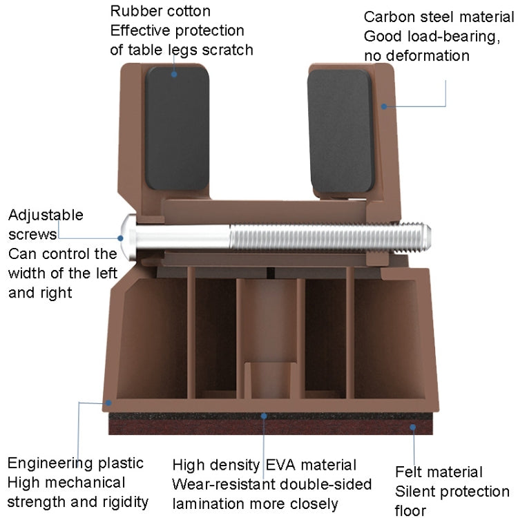 4pcs/set Adjustable Furniture Heightening Feet Pad, Size: 100mm High(Brown Clip Chair Foot For 22-42mm)