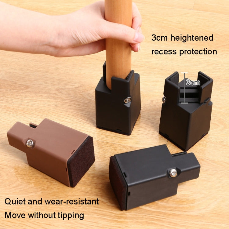 4pcs/set Adjustable Furniture Heightening Feet Pad, Size: 100mm High(Brown Clip Chair Foot For 22-42mm)