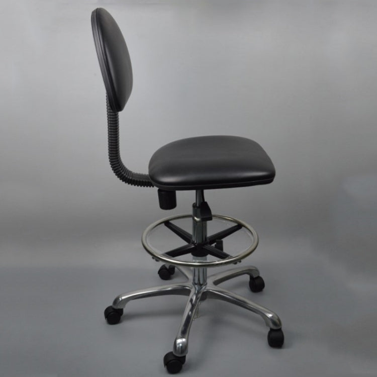 Anti-static Chair Liftable Adjustable Stool PU Leather Backrest Chair With Footrest,Spec: Fixed Foot Cup 600-800mm