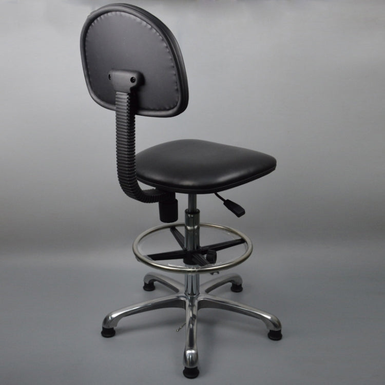 Anti-static Chair Liftable Adjustable Stool PU Leather Backrest Chair With Footrest,Spec: Fixed Foot Cup 600-800mm