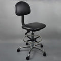 Anti-static Chair Liftable Adjustable Stool PU Leather Backrest Chair With Footrest,Spec: Mobile Wheel 620-820mm
