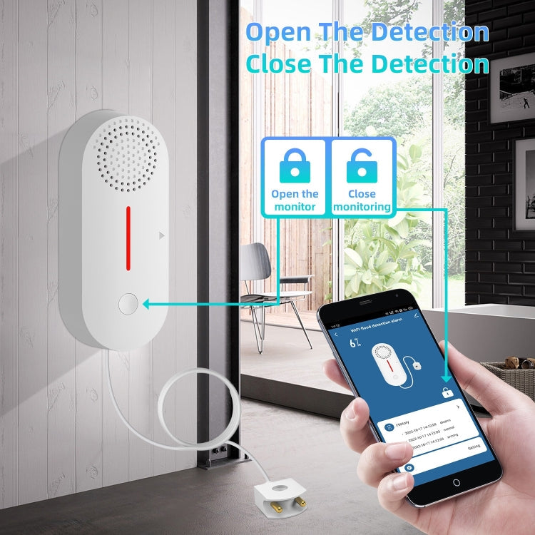 Tuya WIFI Sound and Light Water Immersion Alarm Leak Sensor Overflow Alarm Detector