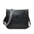 013 Leopard Strap PU Leather Single-shoulder Waterproof Crossbody Tote Bag(Black)