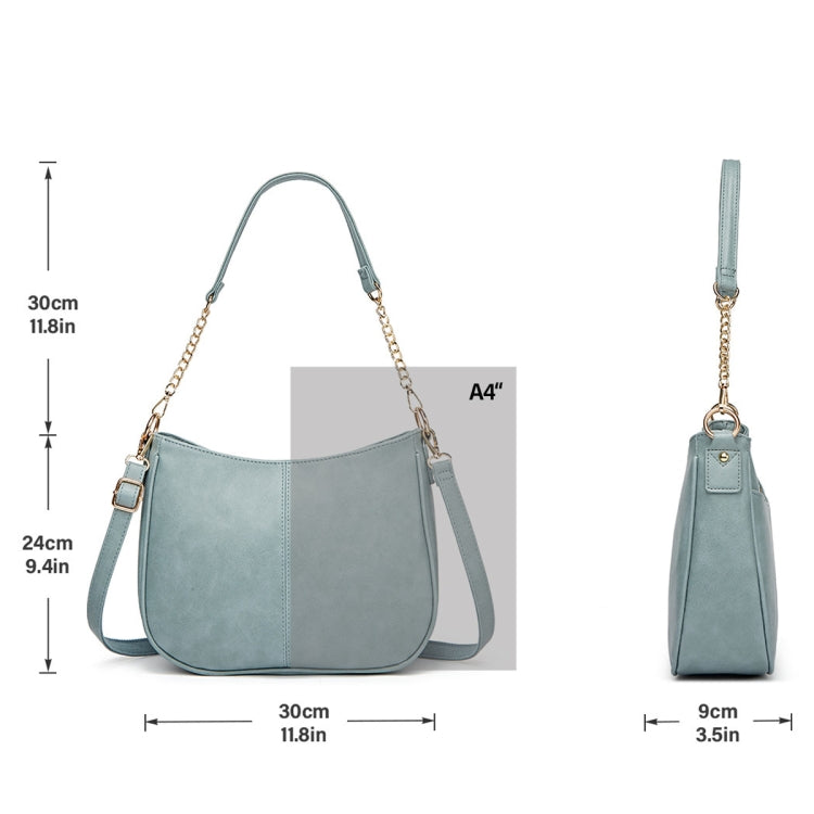 270 Large Capacity Single-shoulder Crossbody Chain Bag Leather Adjustable Underarm Bag(Blue)