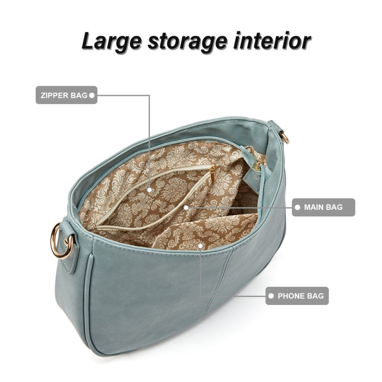 270 Large Capacity Single-shoulder Crossbody Chain Bag Leather Adjustable Underarm Bag(Blue)