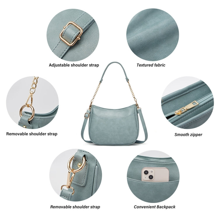 270 Large Capacity Single-shoulder Crossbody Chain Bag Leather Adjustable Underarm Bag(Blue)