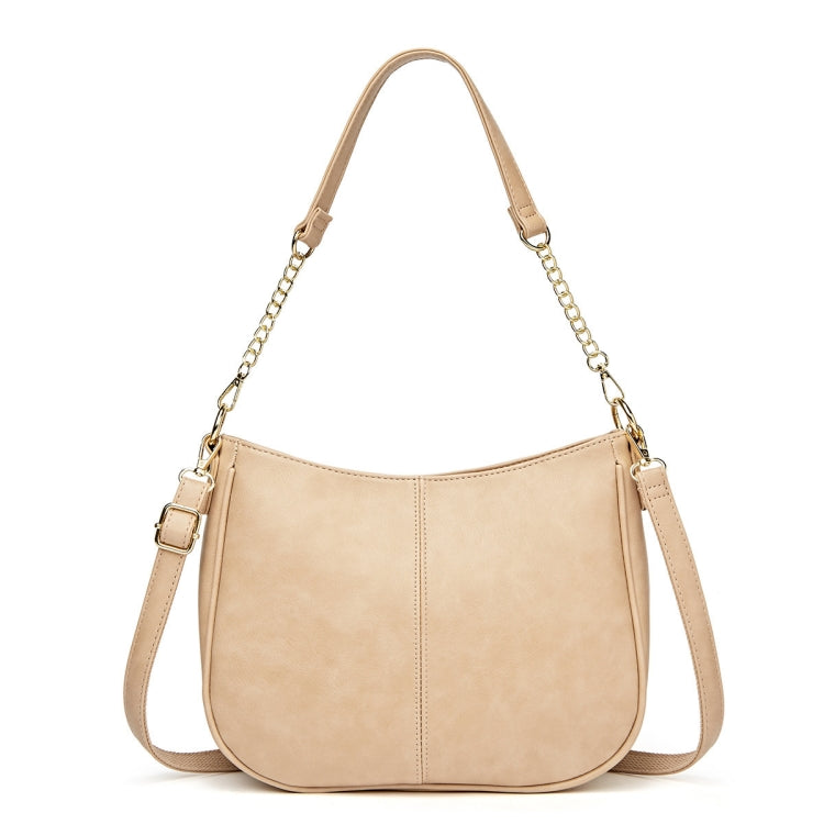 270 Large Capacity Single-shoulder Crossbody Chain Bag Leather Adjustable Underarm Bag(Beige)