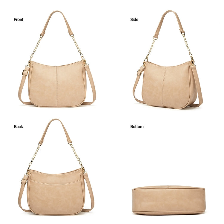 270 Large Capacity Single-shoulder Crossbody Chain Bag Leather Adjustable Underarm Bag(Beige)