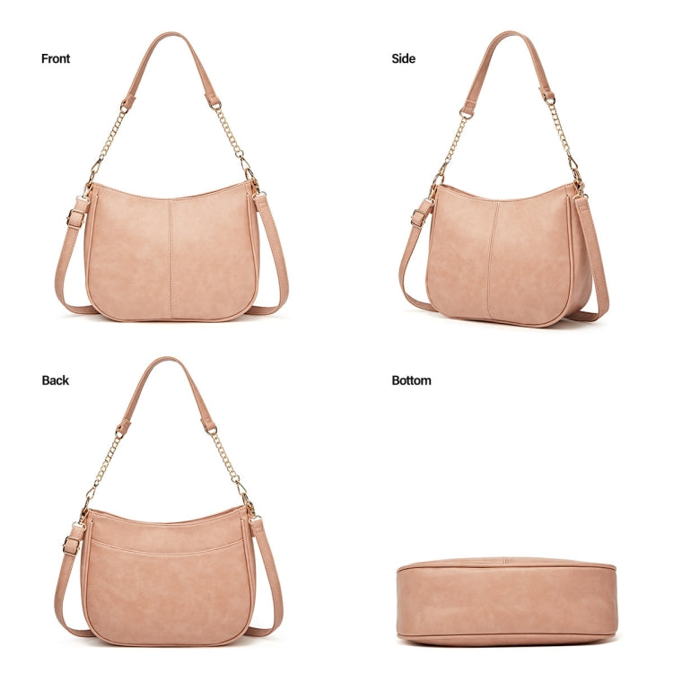 270 Large Capacity Single-shoulder Crossbody Chain Bag Leather Adjustable Underarm Bag(Pink)