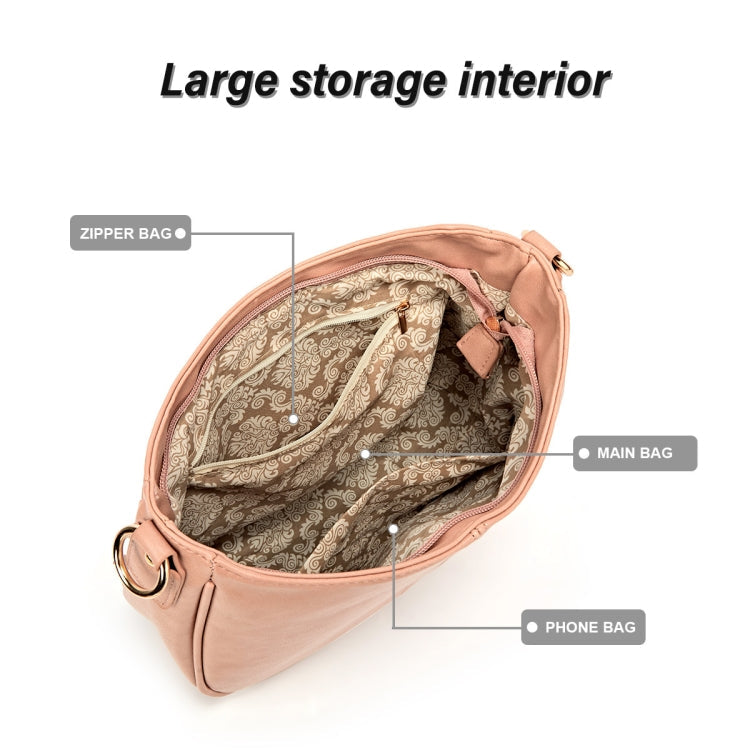 270 Large Capacity Single-shoulder Crossbody Chain Bag Leather Adjustable Underarm Bag(Pink)
