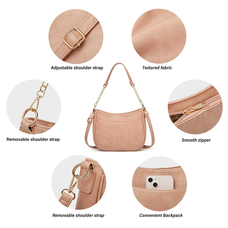 270 Large Capacity Single-shoulder Crossbody Chain Bag Leather Adjustable Underarm Bag(Pink)