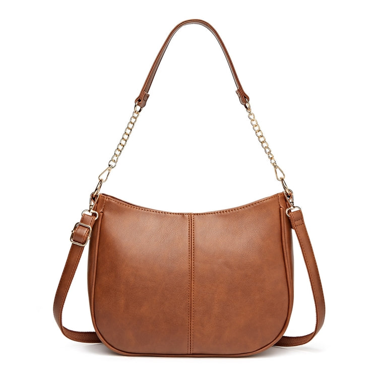 270 Large Capacity Single-shoulder Crossbody Chain Bag Leather Adjustable Underarm Bag(Brown)