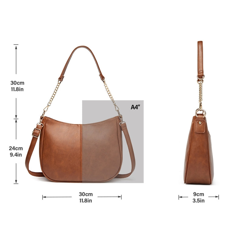 270 Large Capacity Single-shoulder Crossbody Chain Bag Leather Adjustable Underarm Bag(Brown)