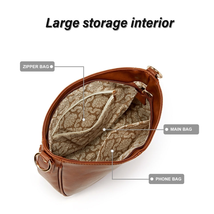 270 Large Capacity Single-shoulder Crossbody Chain Bag Leather Adjustable Underarm Bag(Brown)