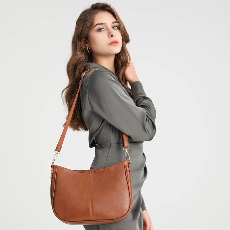 270 Large Capacity Single-shoulder Crossbody Chain Bag Leather Adjustable Underarm Bag(Brown)