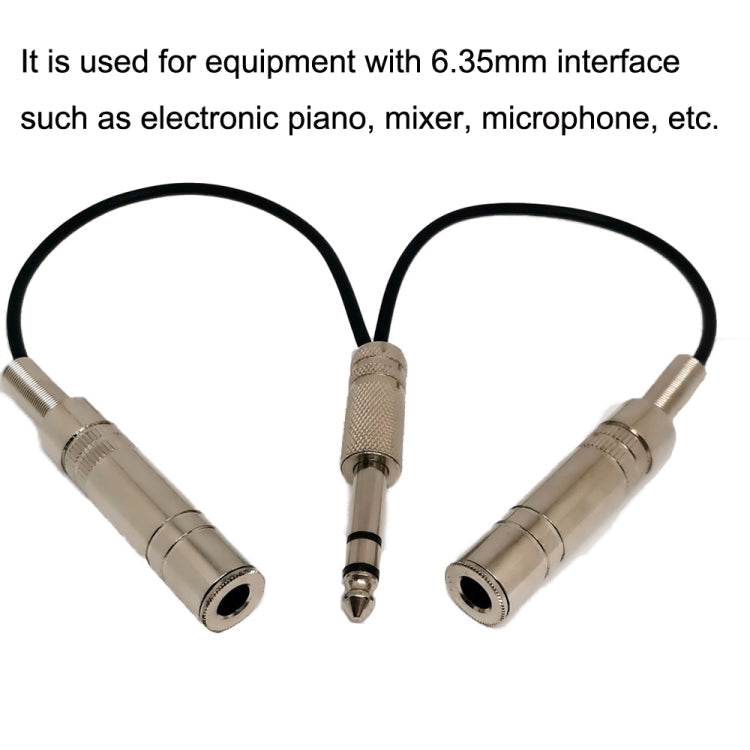 6.35mm Male To 2 Female Single Channel Noise Reduction Shielded Bass Electric Guitar Cable Musical Instrument Accessories(0.2m)