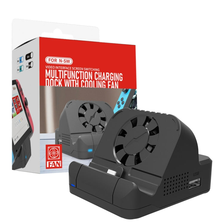 For Nintendo Switch / Switch OLED SW300 HDMI Video Casting Converter Cooling Fan Base Charger(Black)