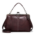 036 Vintage Buckle Handbags Leather Adjustable Crossbody Bag(Coffee)