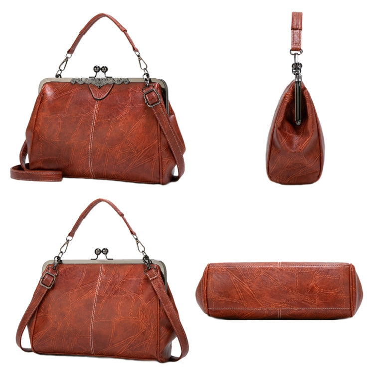 036 Vintage Buckle Handbags Leather Adjustable Crossbody Bag(Green)