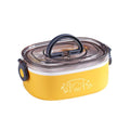 Large Capacity Oval Divided Portable Office Insulation Lunch Box, Specification: 600ml (Stainless Yellow)