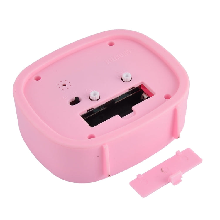 Square Candy Color Stereo Digital Silent Alarm Clock Children Student Alarm Clock(Pink)