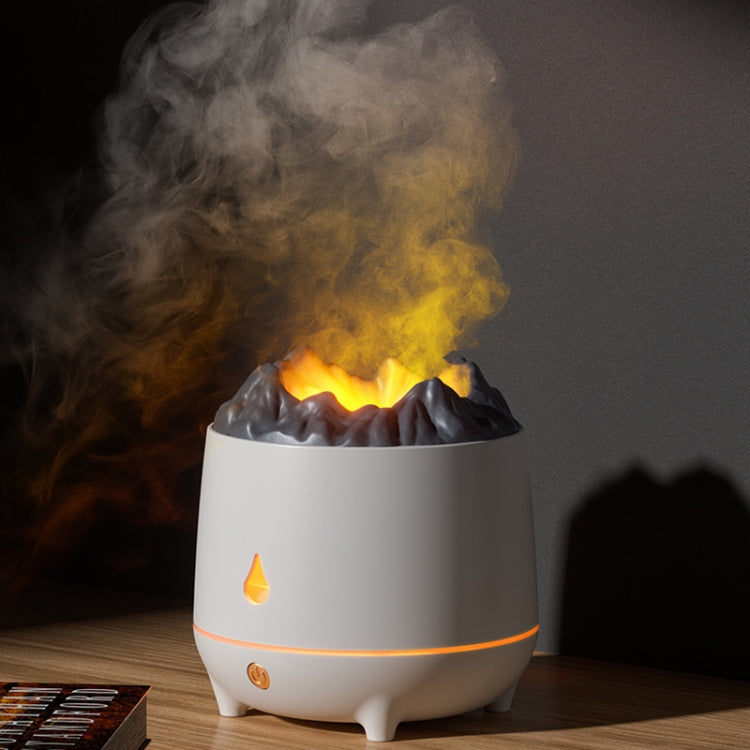 HS01 Simulation Flame Humidifier Home Aromatherapy Machine With Night Light(White)