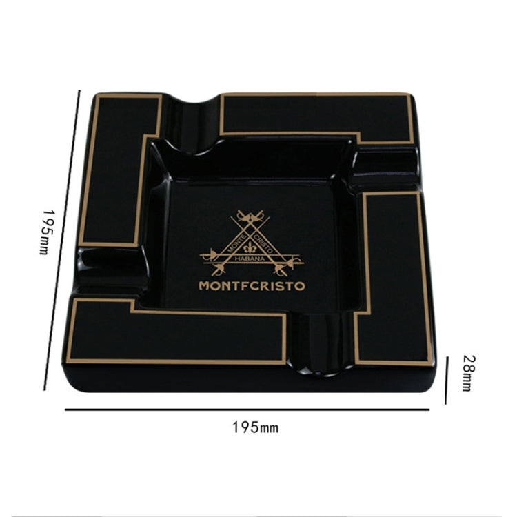 Four Slot Large-Diameter Smoke Groove Ceramic Cigar Ashtray(Black)