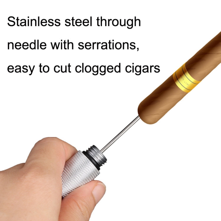 Lightweight With Serrated Cigar Needle Dredger Drilled Smoke Vent(Silver)