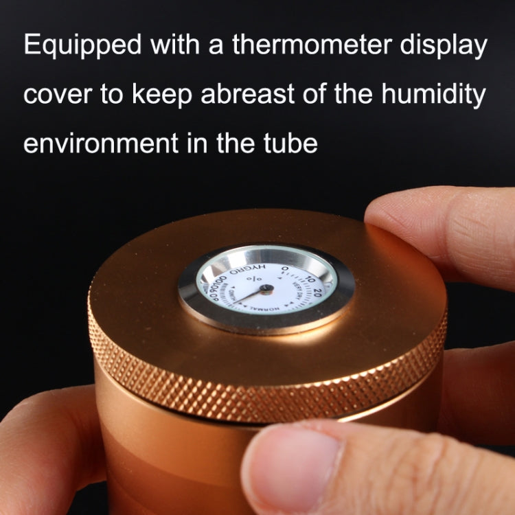 Metal Humidor Cigar Tube Humidifier Storage Bin Humidity Display(Silver)