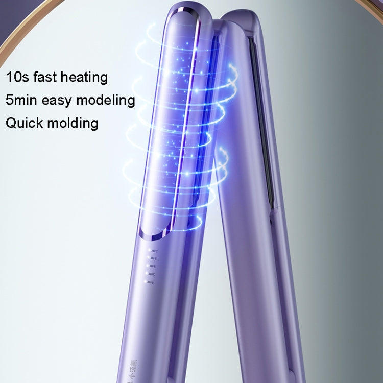 LTBEAR Negative Ion Straightening Curling Hair Wet and Dry Clipper Anti Hot Curling Iron, CN Plug(Purple)