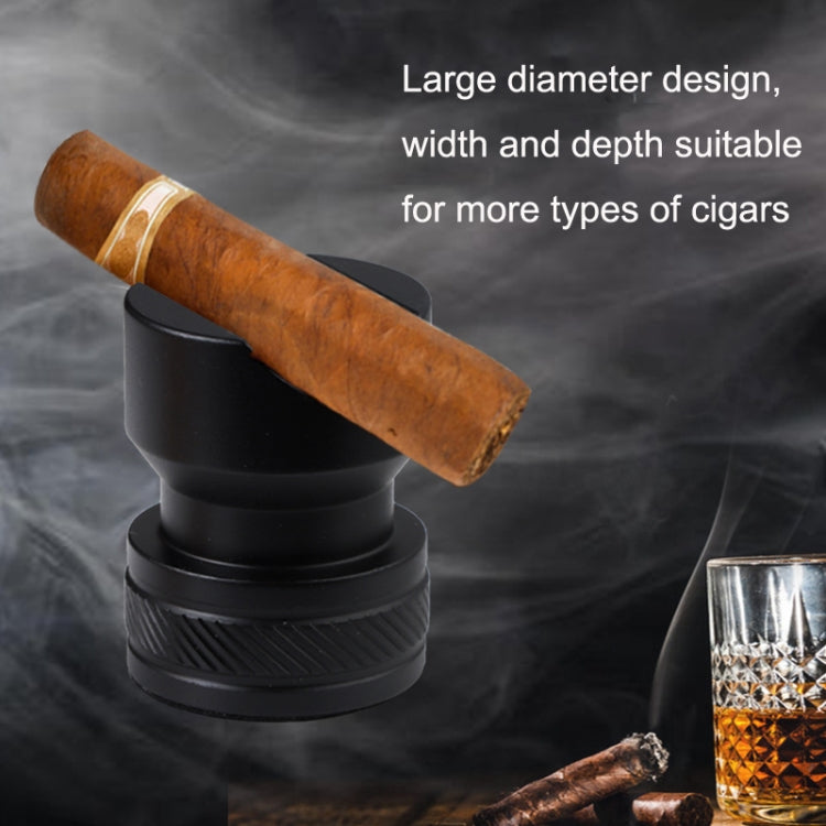 Metal Portable Cigar Holder Large Diameter Smoke Slot Non-slip Bottom(Black)