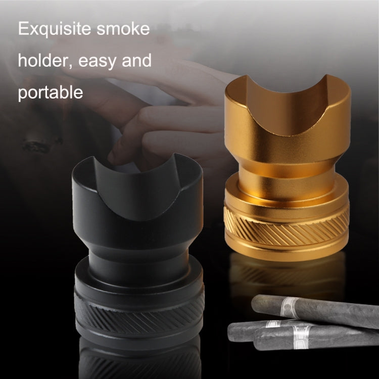 Metal Portable Cigar Holder Large Diameter Smoke Slot Non-slip Bottom(Black)