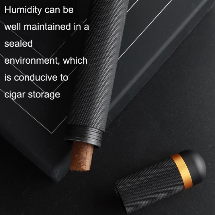 Convenient Metal Cigar Humidor Cigar Storage Tube(Gold)