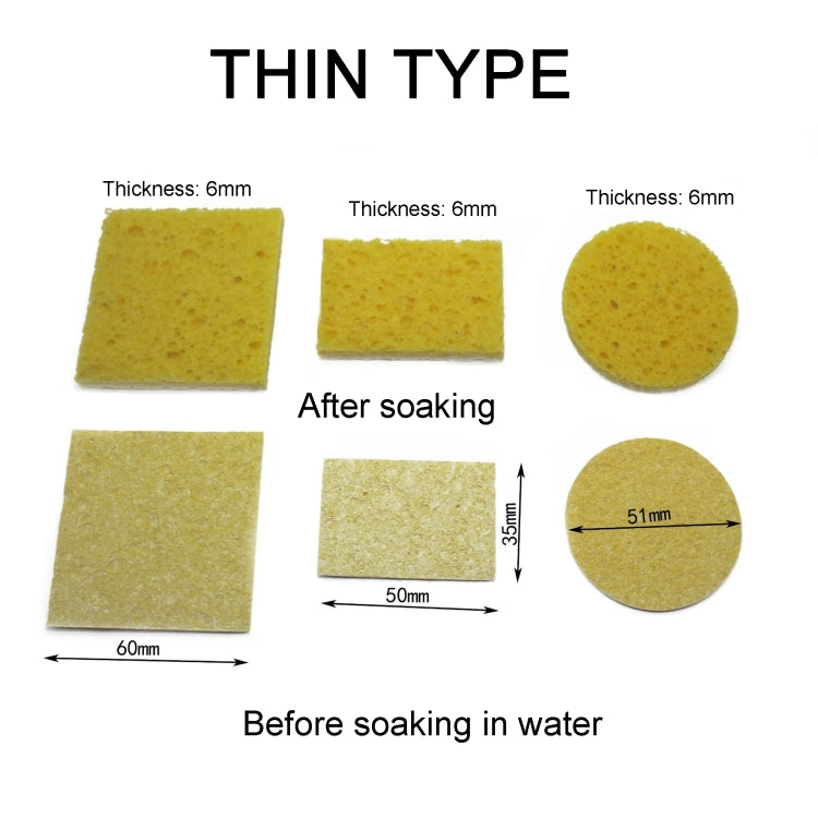 10pcs Soldering Iron Tin Remover Cleaning Cotton Wood Pulp Sponge,Spec: Thin Square 6x6cm