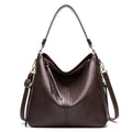 7871 Large Capacity Adjustable Leather Tote Bag Multi-compartment Shoulder Bag, Color: Coffee