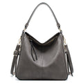 7871 Large Capacity Adjustable Leather Tote Bag Multi-compartment Shoulder Bag, Color: Grey