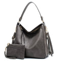 7871 Large Capacity Adjustable Leather Tote Bag Multi-compartment Shoulder Bag, Color: 2-In-1 Gray