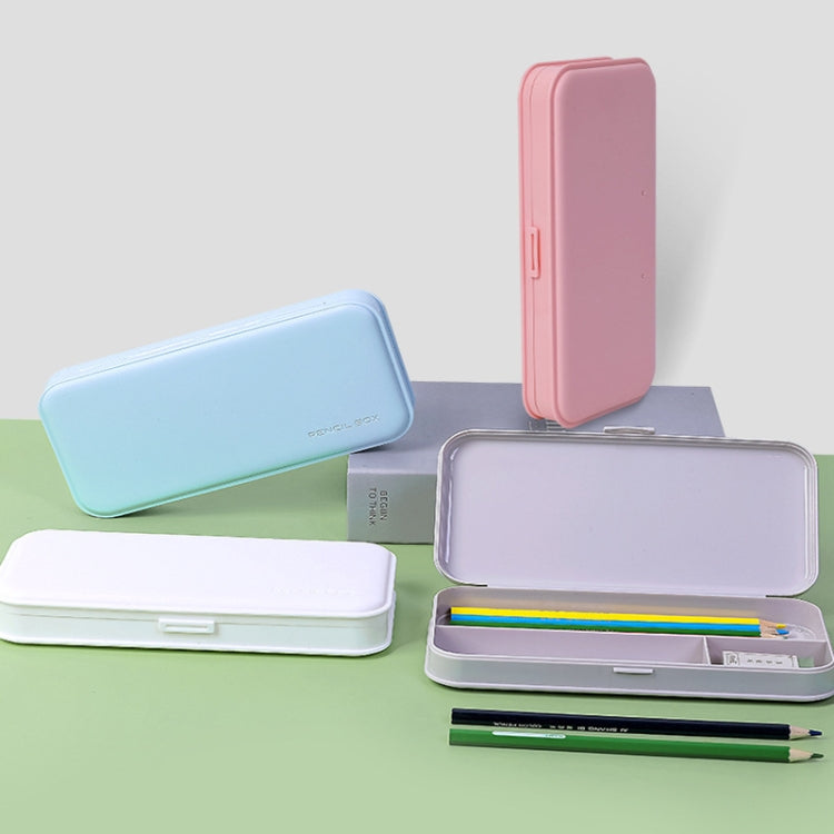 WJ-WJH-2 Plastic Compartment Large-capacity Shatter-resistant Flip-top Stationery Box(Grey)