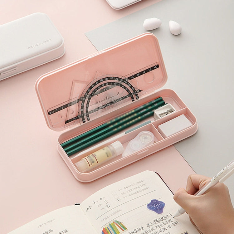 WJ-WJH-2 Plastic Compartment Large-capacity Shatter-resistant Flip-top Stationery Box(Grey)