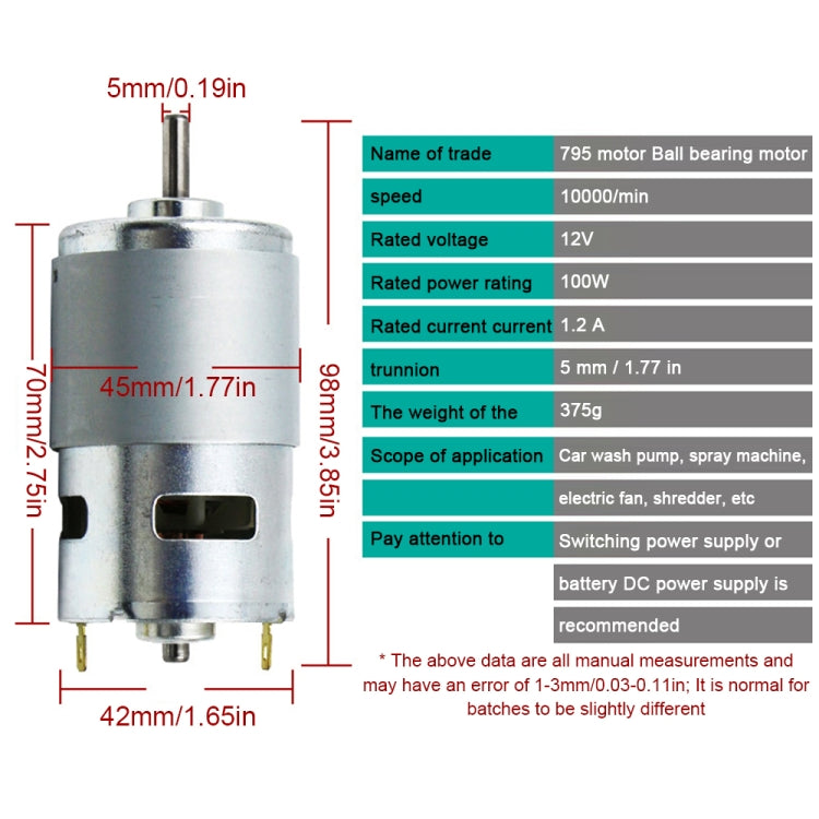 795  Spindle Motor High Speed High Power Large Torque with Ball Bearing