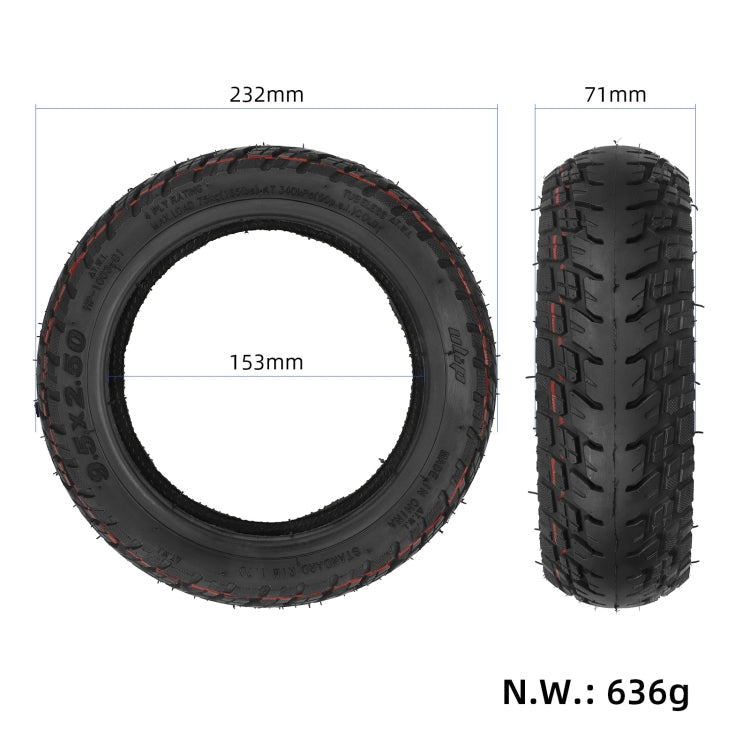 9.5x2.5 Inch Off-Road Tubeless Tire for KQI3/KQI3 PRO/KQI3 MAX/KQI3 SPORT Electric Scooter Without Gas Nozzle