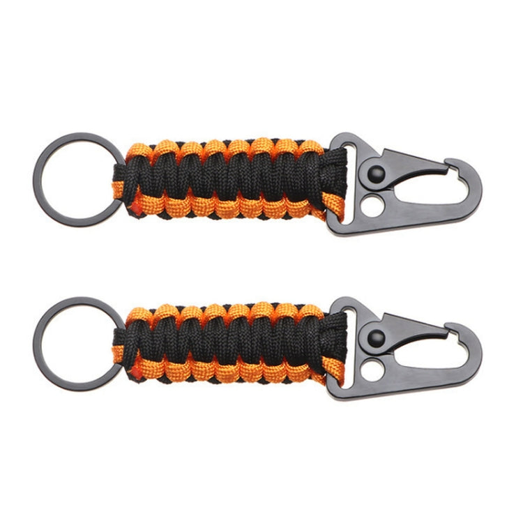 2pcs Outdoor Climbing Eagle Beak Buckle Umbrella Rope Hand-Woven Key Hanging Buckle(Black+Orange)