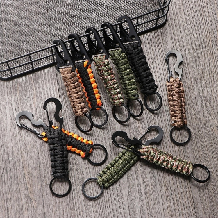 2pcs Outdoor Climbing Eagle Beak Buckle Umbrella Rope Hand-Woven Key Hanging Buckle(Army Green Camouflage)